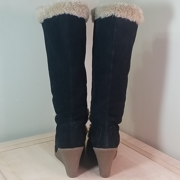 S E Boutique suede fur tall boots w size 8 - Picture 6 of 12